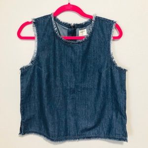 GAP crop denim raw edge top